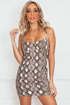 Snake-print Bodycon Mini Dress in brown
