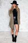 Suede Fringe Jacket - Olive