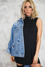 Ripped Denim Oversized Jacket - Haute & Rebellious