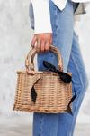 Box Basket Bag with Black and White Ribbon - Haute & Rebellious