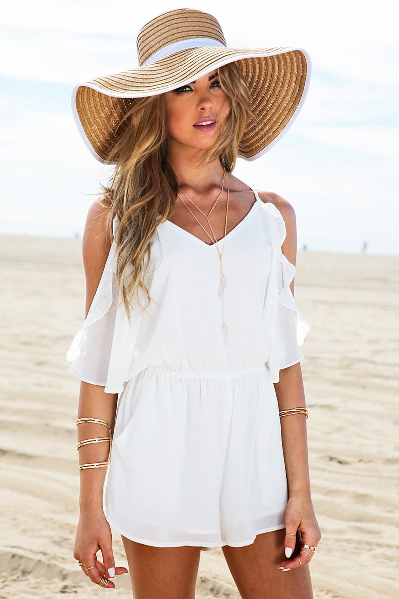 Gia Off-Shoulder Ruffle Romper - White /// Only 1-S Left /// - Haute & Rebellious
