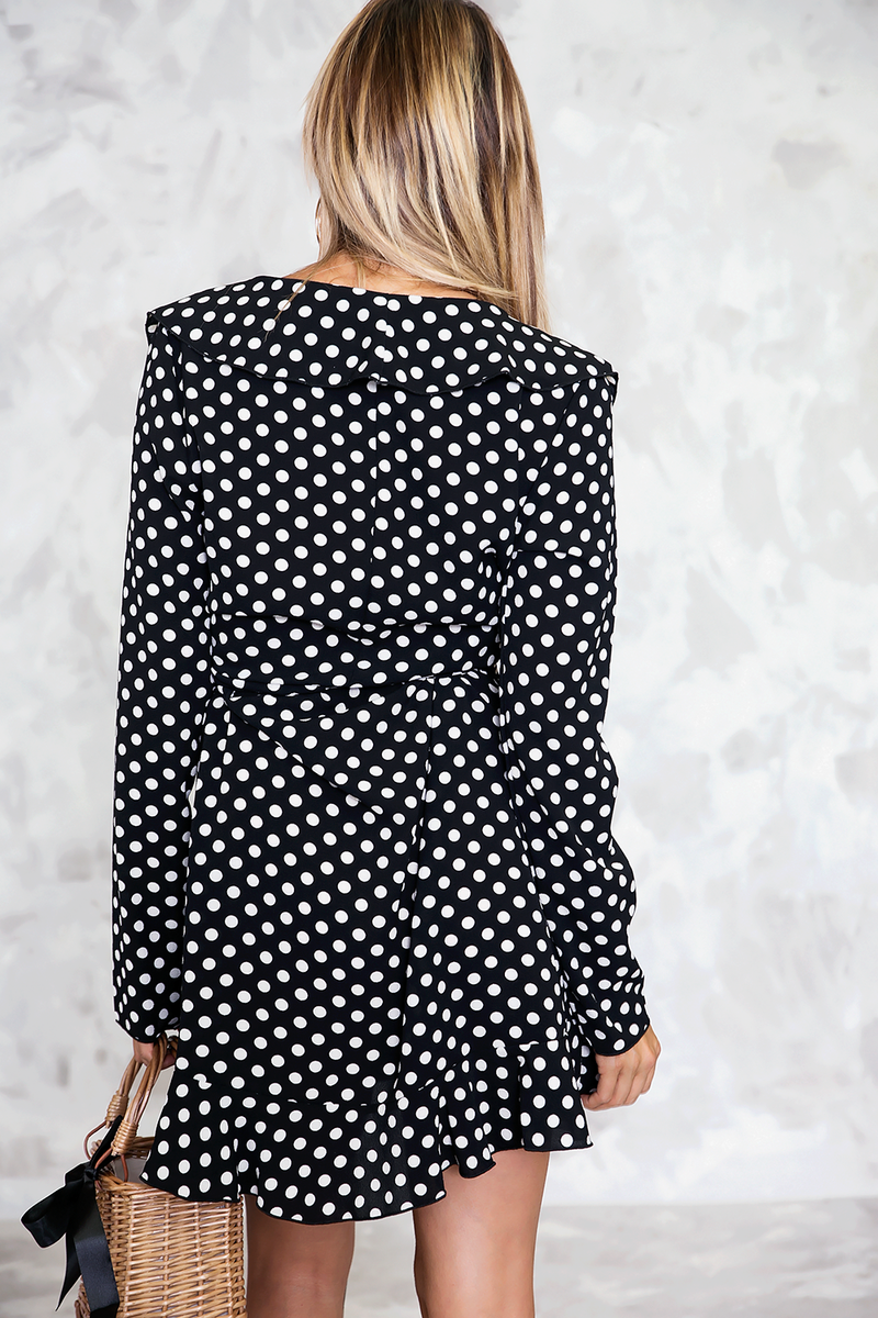 Polka Dot Ruffle Wrap Dress - Haute & Rebellious