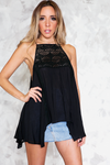 Crochet Flowy Top - Black