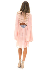 LIN BELL SLEEVE LACE TUNIC TOP - Blush - Haute & Rebellious