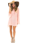 LIN BELL SLEEVE LACE TUNIC TOP - Blush - Haute & Rebellious