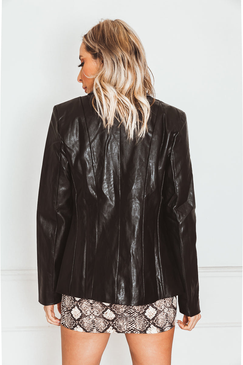 Leather Blazer in black