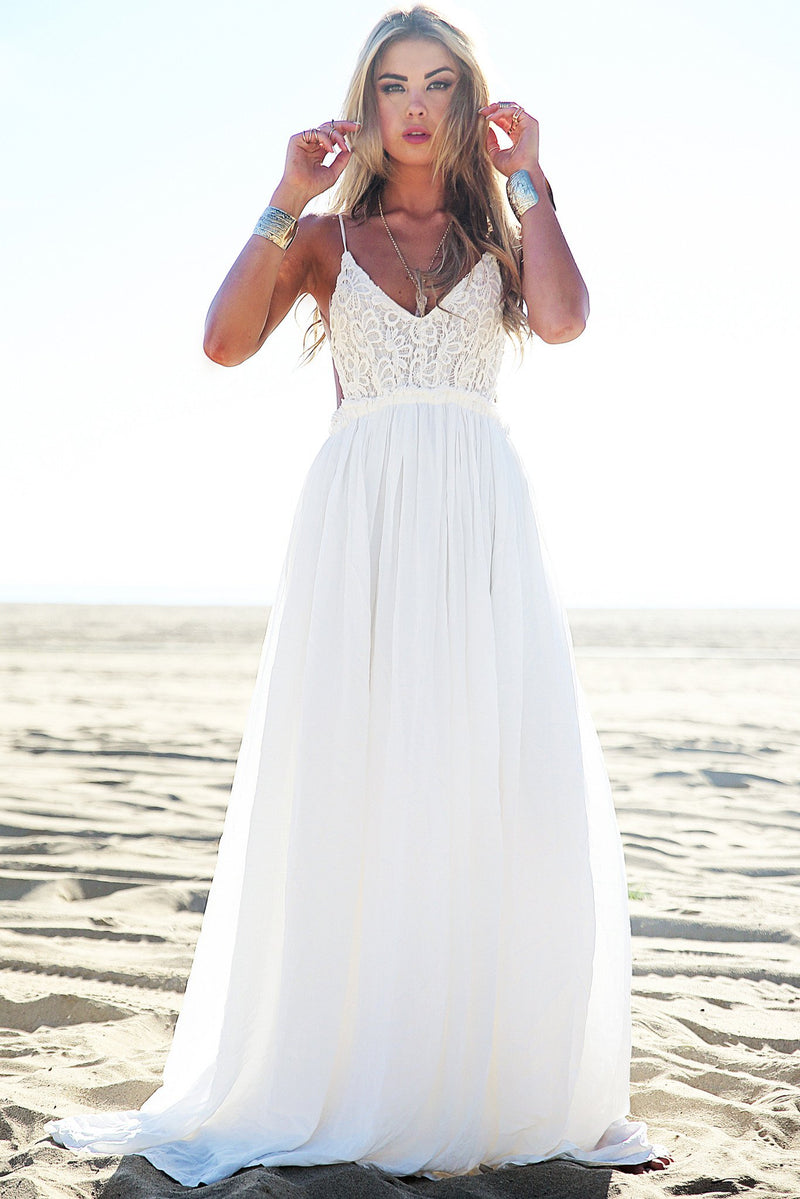 Camilla Open Back Crochet Maxi Dress - White [PRE-ORDER] - Haute & Rebellious