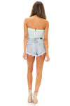 RIPPED LIGHT WASH DENIM SHORTS - Haute & Rebellious