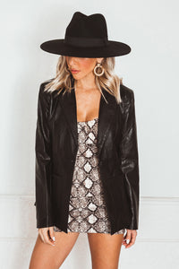 Leather Blazer - Black