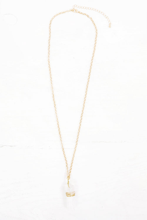 Metal Wraped Earth Stone Necklace - Haute & Rebellious