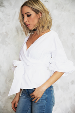 Call Me Ruched Sleeve Top - White - Haute & Rebellious
