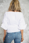Call Me Ruched Sleeve Top - White - Haute & Rebellious