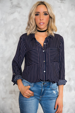Striped Button-Up Shirt - Haute & Rebellious