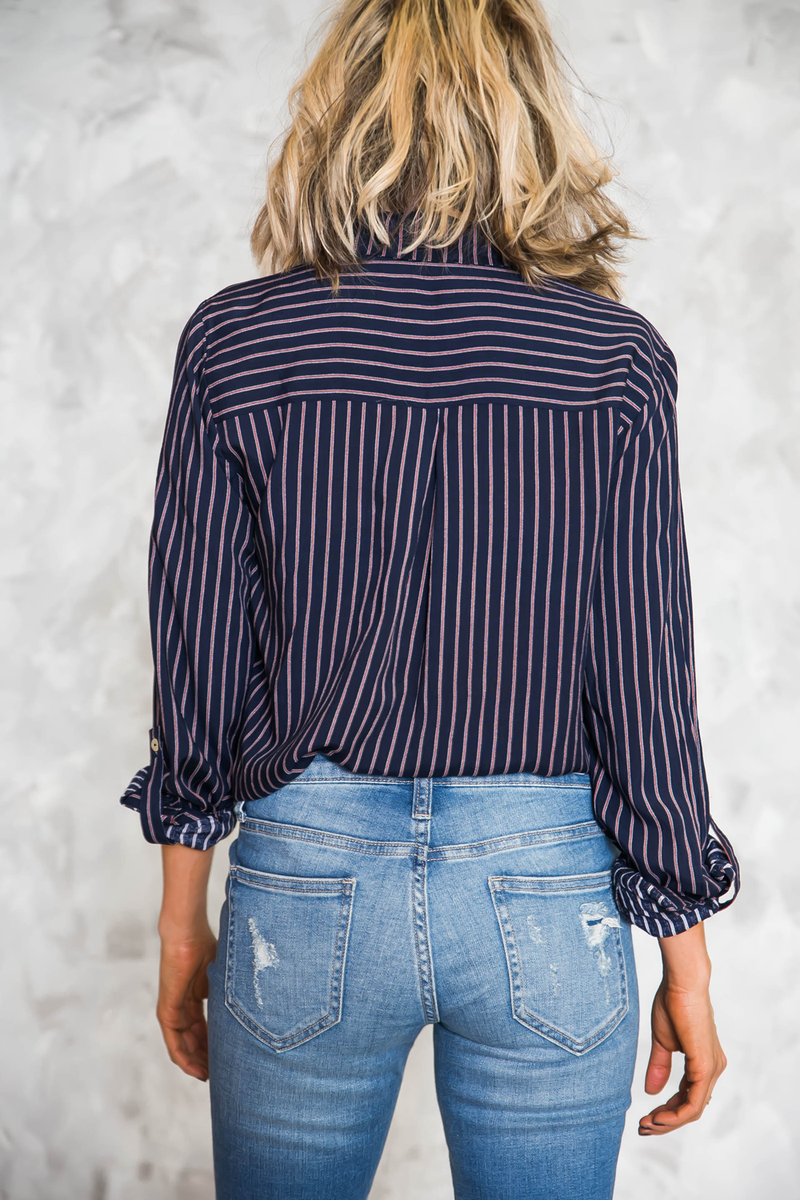 Striped Button-Up Shirt - Haute & Rebellious