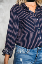 Striped Button-Up Shirt - Haute & Rebellious