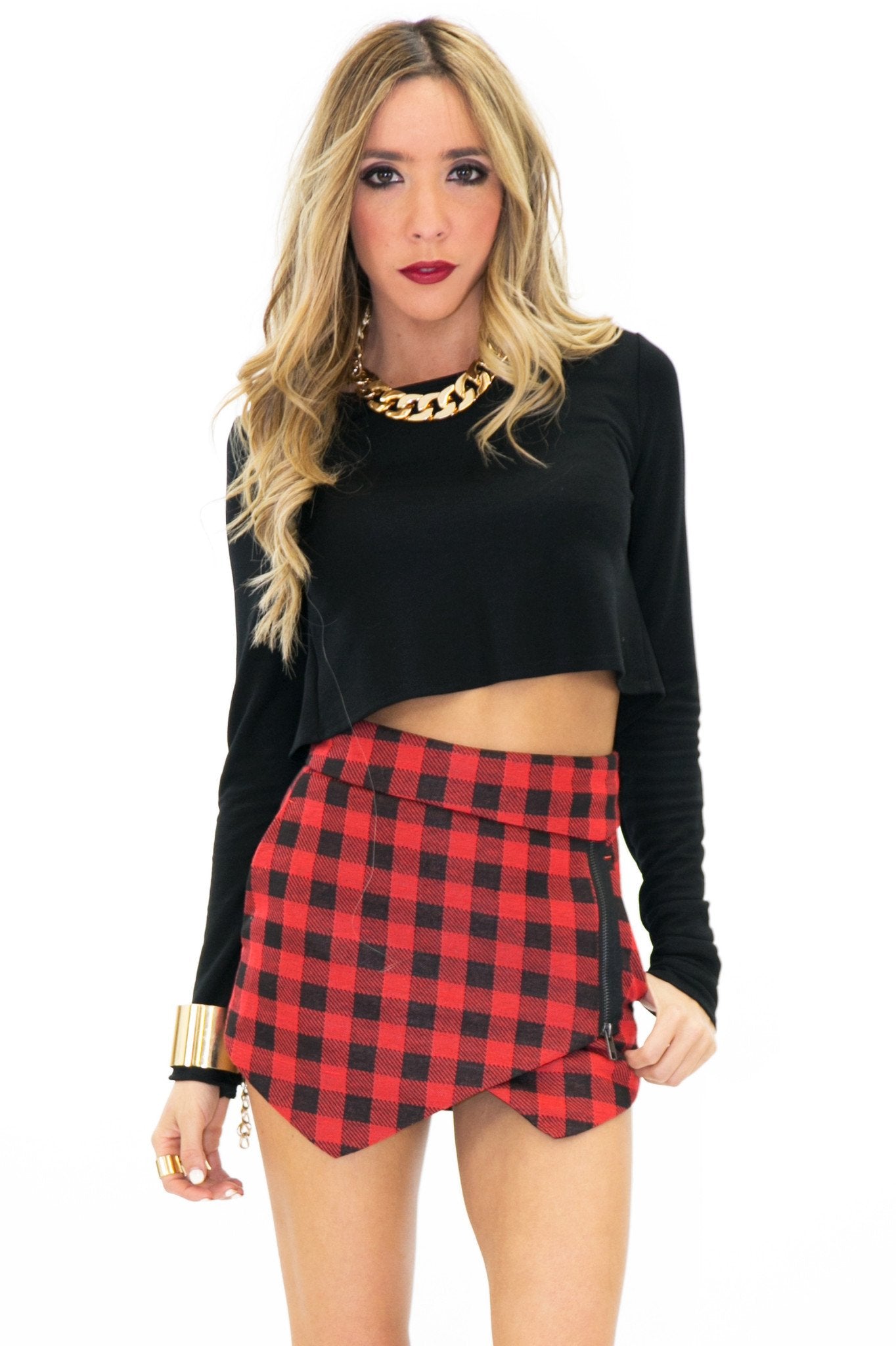 MARCO PLAID ENVELOPE SKORT