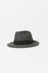 Flat Brim Fedora Hat -  Grey/Black