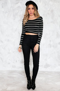 Striped Crop Top - Black