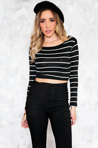 Striped Crop Top - Black