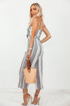 Striped Crop Jumpsuit with Tie Detail