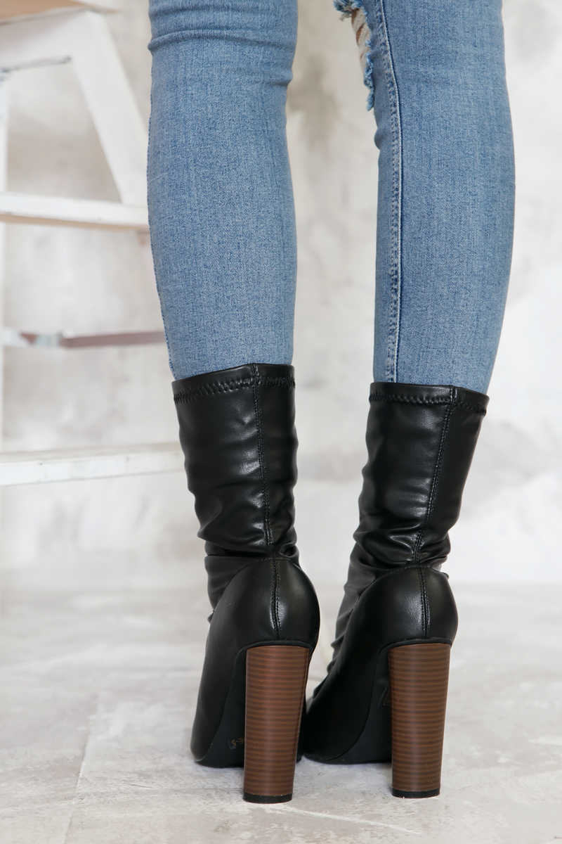 Walk The Talk Sock it Booties - Black Patent - Haute & Rebellious