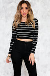 Striped Crop Top - Black