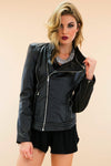 Asymmetrical Zip Leather Motorcycle Jacket - Haute & Rebellious