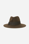 Flat Brim Fedora Hat - Brown