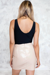 Vegan Patent Leather Mini Skirt - Nude - Haute & Rebellious