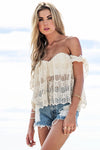 Jadah Crochet Crop Top - Cream - Haute & Rebellious