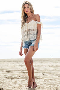Jadah Crochet Crop Top - Cream - Haute & Rebellious
