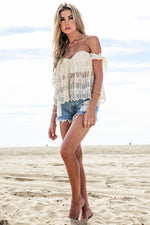 Jadah Crochet Crop Top - Cream - Haute & Rebellious