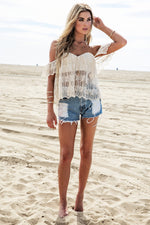 Jadah Crochet Crop Top - Cream - Haute & Rebellious