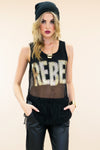 Metallic Gold Rebel Mesh Tank - Black - Haute & Rebellious