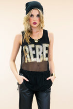 Metallic Gold Rebel Mesh Tank - Black - Haute & Rebellious