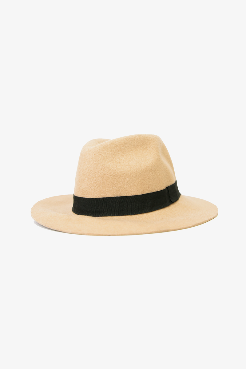 Fedora Wool Hat - Nude/Black