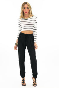 KIRBY STRIPED CROP TOP - White - Haute & Rebellious