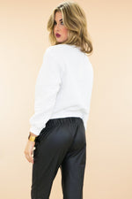 Landona Quilted Crop Sweatshirt - White - Haute & Rebellious