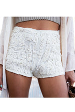 PEARL APPLIQUE LACE SHORTS - Cream - Haute & Rebellious