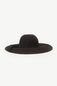 Floppy Circular Crown Wool Hat - Brown