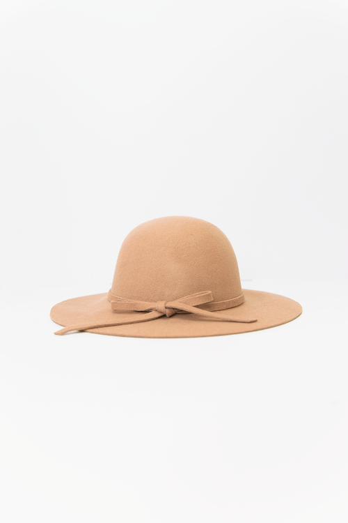 Floppy Circular Crown Wool Hat - Nude