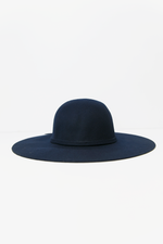 Floppy Circular Crown Wool Hat - Navy