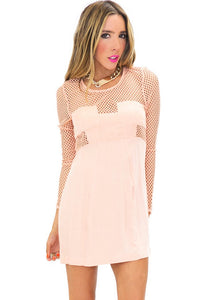 NET CUTOUT BODYCON DRESS - Peach (Final Sale) - Haute & Rebellious