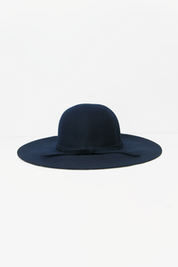 Floppy Circular Crown Wool Hat - Navy