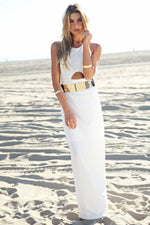 Elaina Halter Maxi Dress - White - Haute & Rebellious