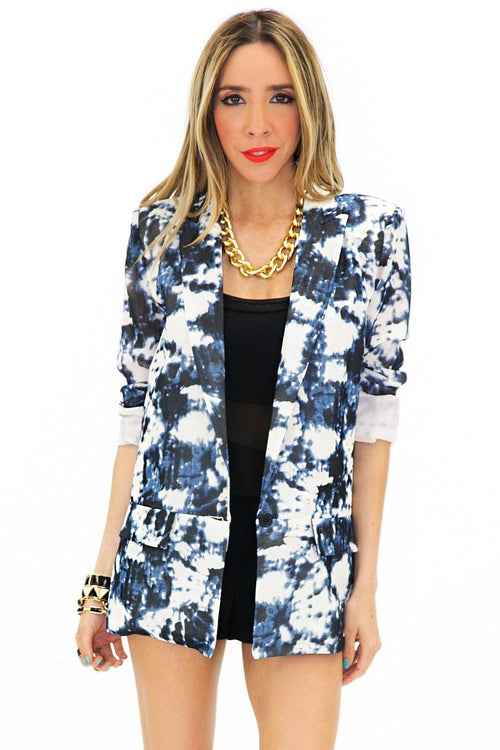 TIE DYE PRINT BLAZER - Navy - Haute & Rebellious