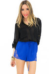 FRONT TIE LACE SHORTS - Blue - Haute & Rebellious