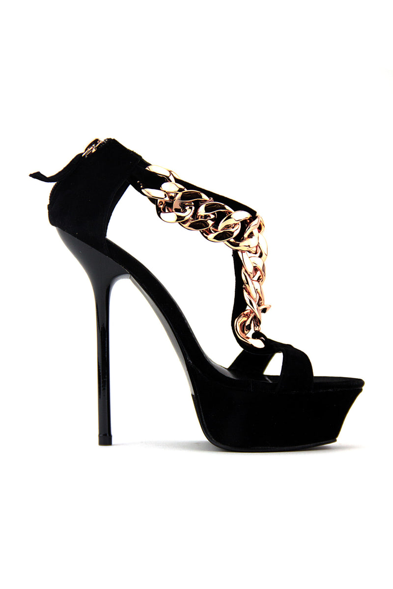 QUINN PLATFORM GOLD CHAIN HEEL - Haute & Rebellious
