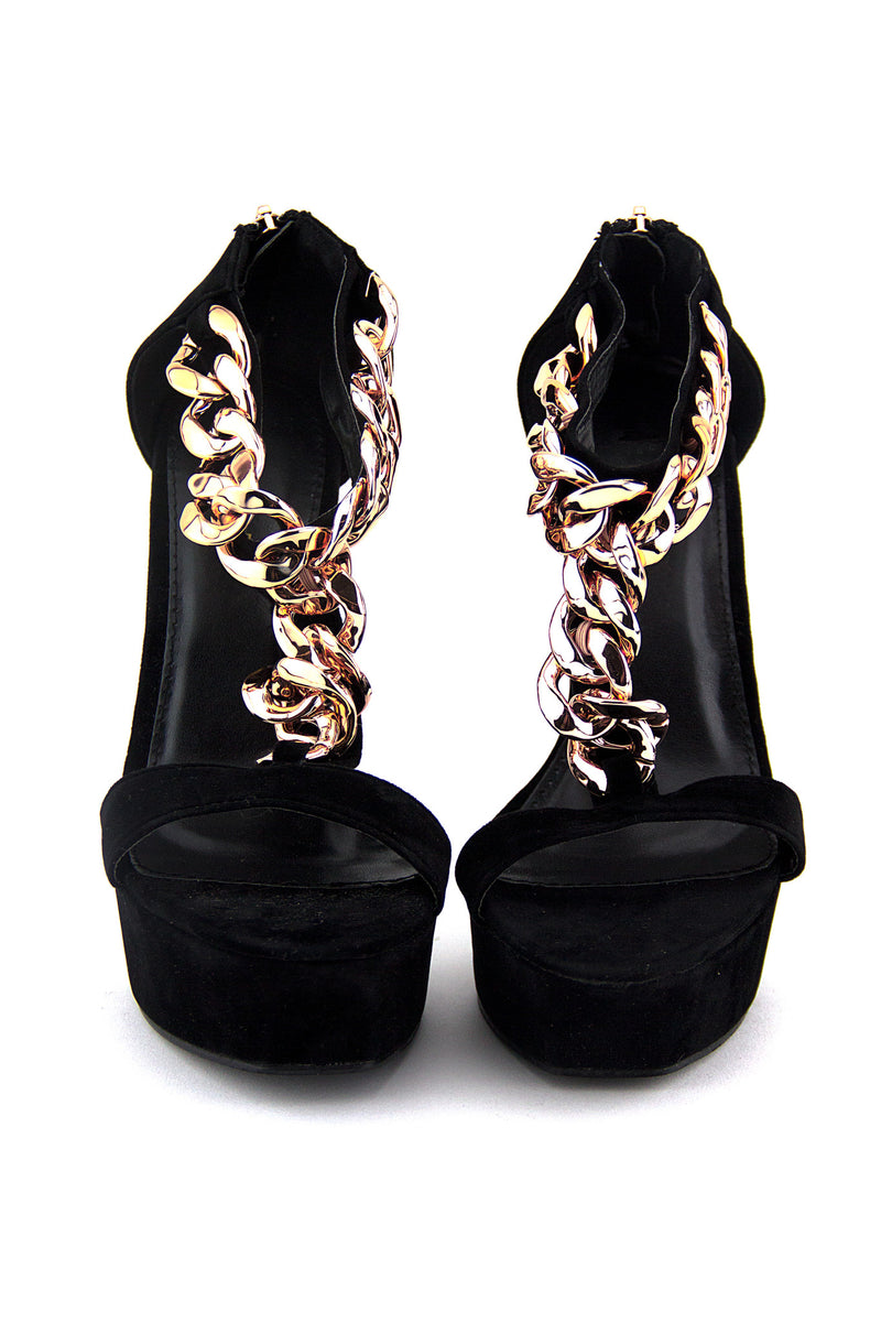 QUINN PLATFORM GOLD CHAIN HEEL - Haute & Rebellious