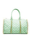 QUILTED TOTE WITH GOLD CHAIN TRIM - Mint - Haute & Rebellious